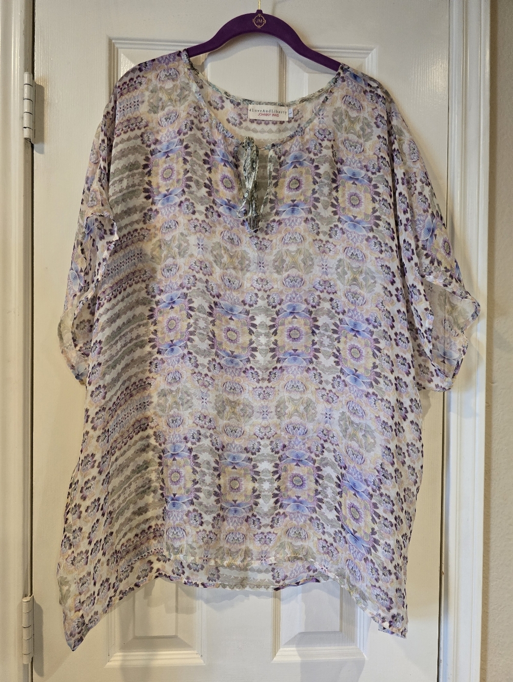 Johnny Was 4 Love Liberty Silk Floral Blouse L